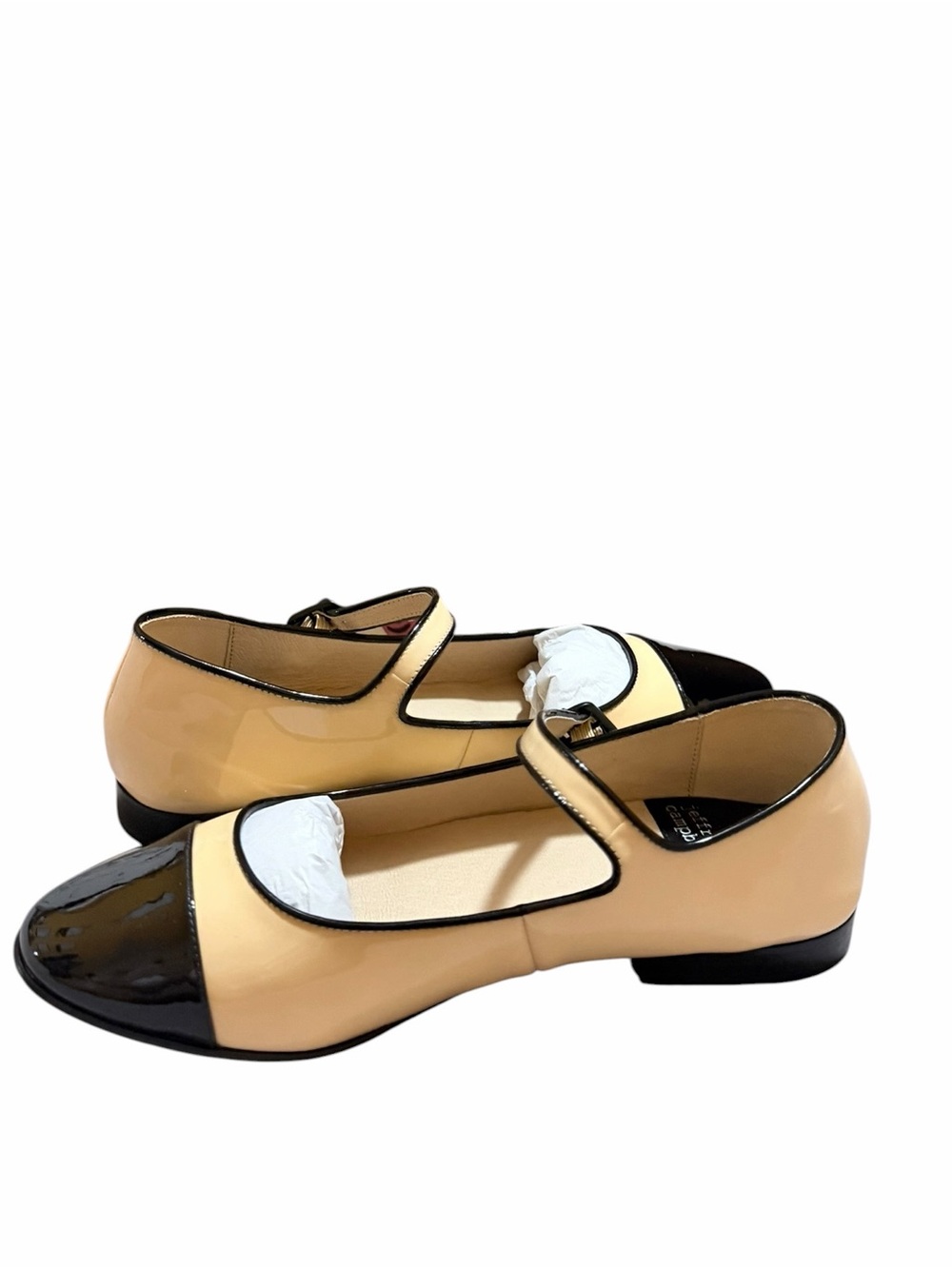 🌼🌟NIB Jeffrey Campbell Patent Trim Two-Tone Mary Jane Flats in Black and Cream - Picture 5 of 11